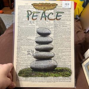 Peace - Stack Of Rocks - Vintage Dictionary Wall Art - Brand New!